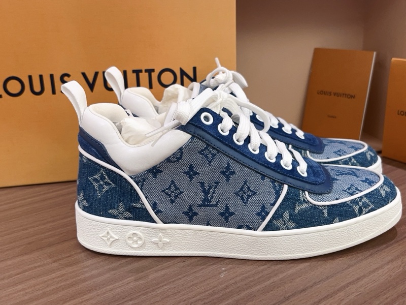 99新LV路易威登Trainer牛仔藍老花板鞋帆布鞋 36-1