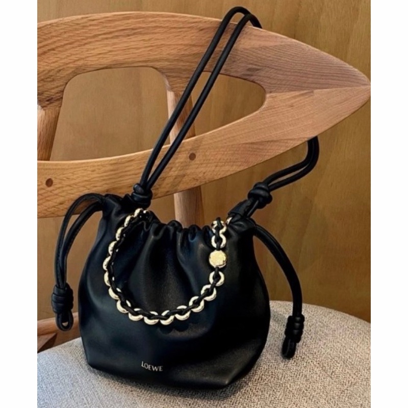 99新大全配!專櫃💯正品Loewe Mini Flamenco purse 黑色 專櫃價101000-5