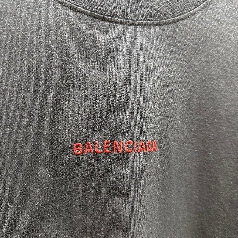 💎Han's house精品服飾💎Balenciaga 巴黎世家 刺繡 LOGO 短 T 男女共穿 寬版 黑 男女共穿 原價22900-1