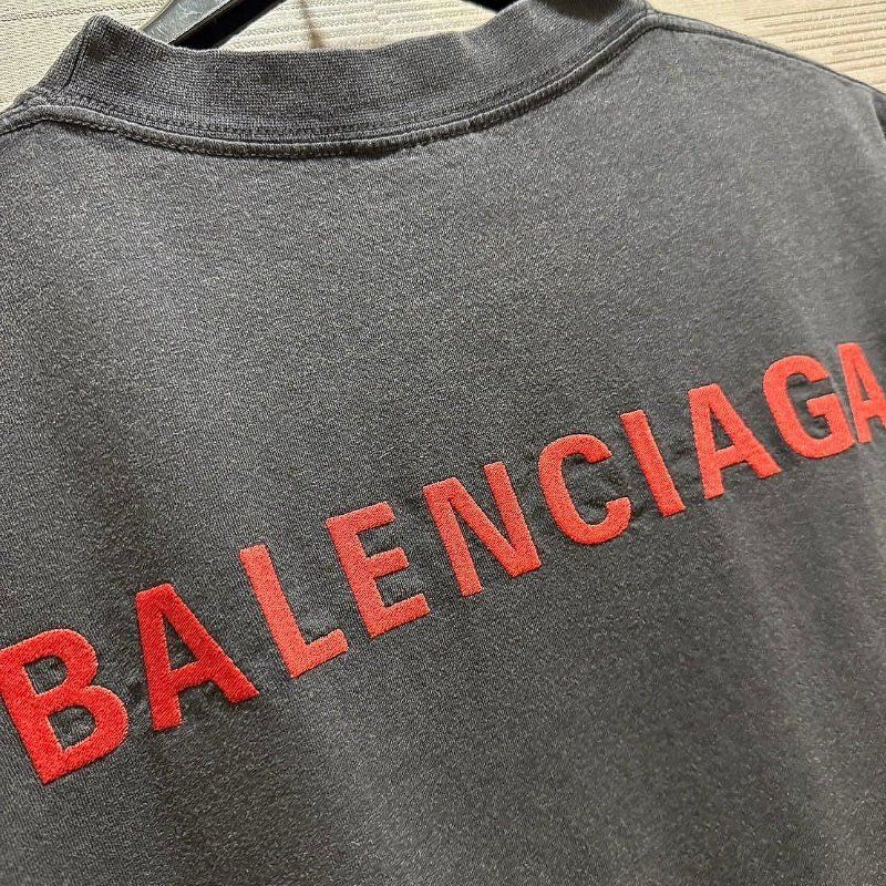 💎Han's house精品服飾💎Balenciaga 巴黎世家 刺繡 LOGO 短 T 男女共穿 寬版 黑 男女共穿 原價22900-4