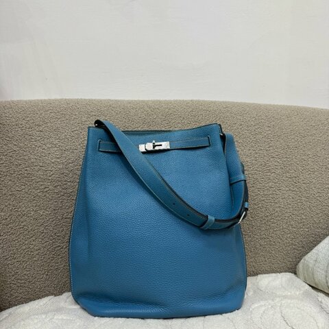 中古 愛馬仕 Hermès So Kelly 26 Bleu Jean 牛仔藍 Togo 皮革 印記 Square P 肩背包
