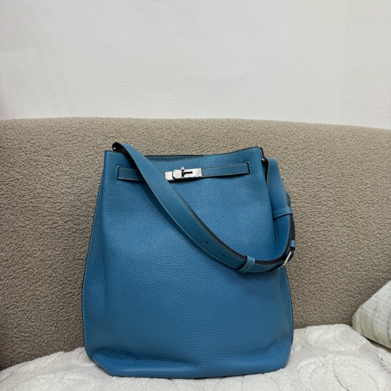 中古 愛馬仕 Hermès So Kelly 26 Bleu Jean 牛仔藍 Togo 皮革 印記 Square P 肩背包-0