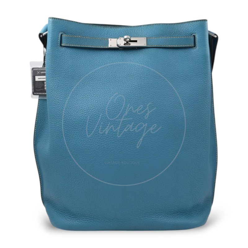中古 愛馬仕 Hermès So Kelly 26 Bleu Jean 牛仔藍 Togo 皮革 印記 Square P 肩背包-8