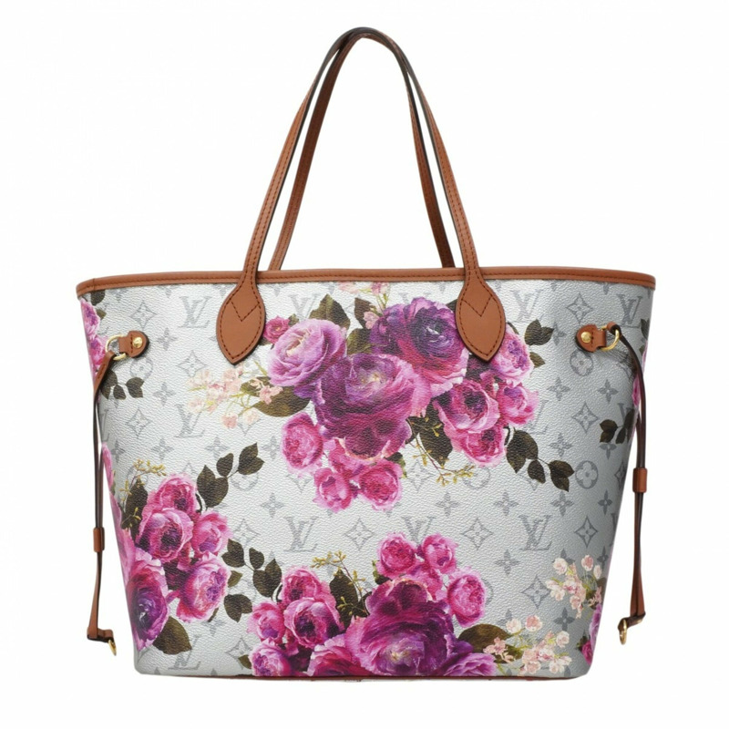 路易威登 LV Garden Neverfull MM 手提包 M21352 銀粉色 女士-9