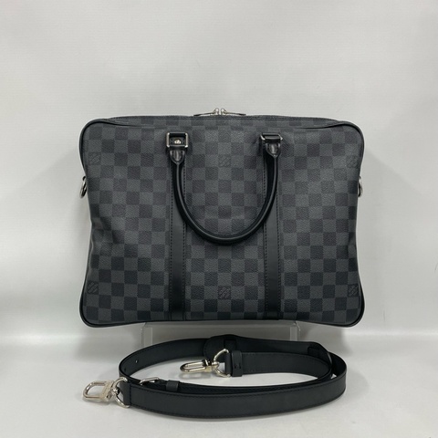 Louis Vuitton 路易威登黑棋盤格男士公文手提包 有肩帶