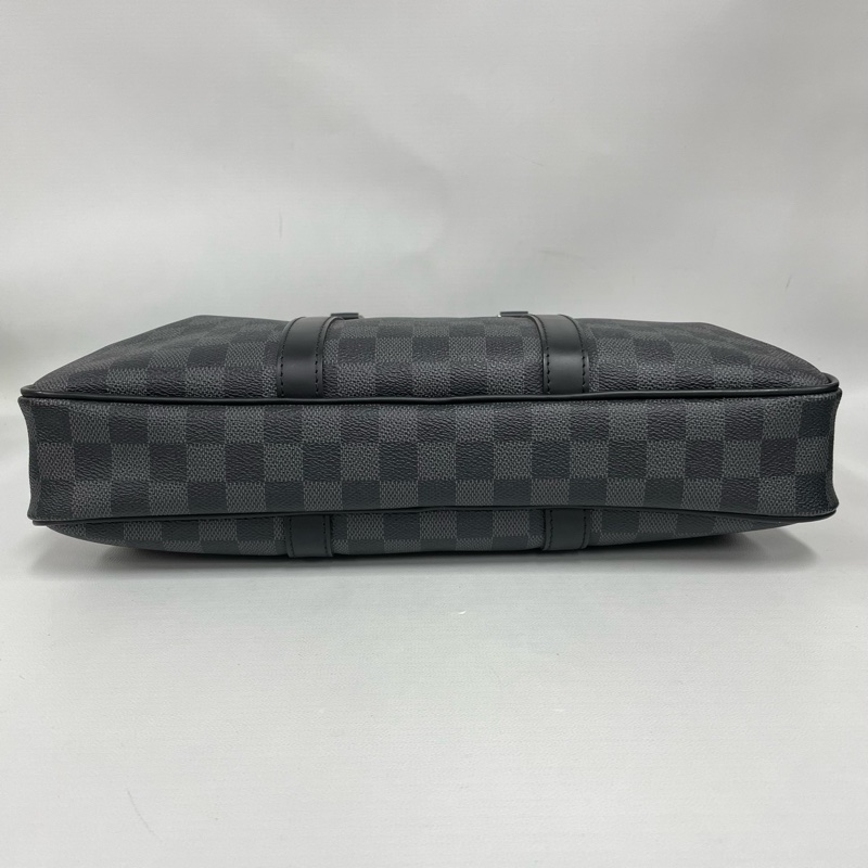 Louis Vuitton 路易威登黑棋盤格男士公文手提包 有肩帶-4