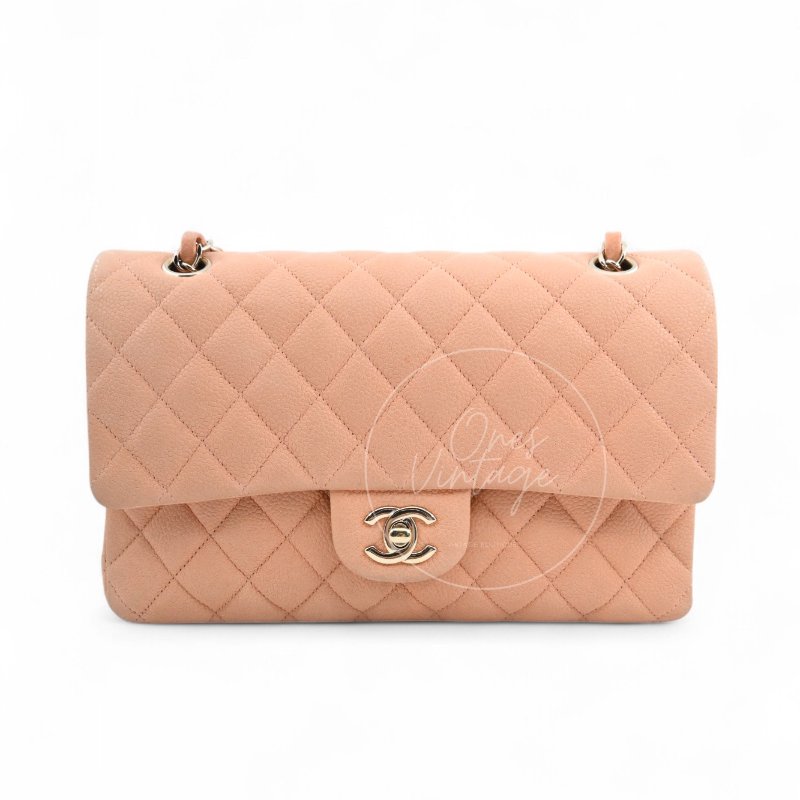 中古 香奈兒 Chanel CF25 中號Medium 經典Classic Flap Bag 翻蓋包 米色荔枝皮 Beige Caviar-1