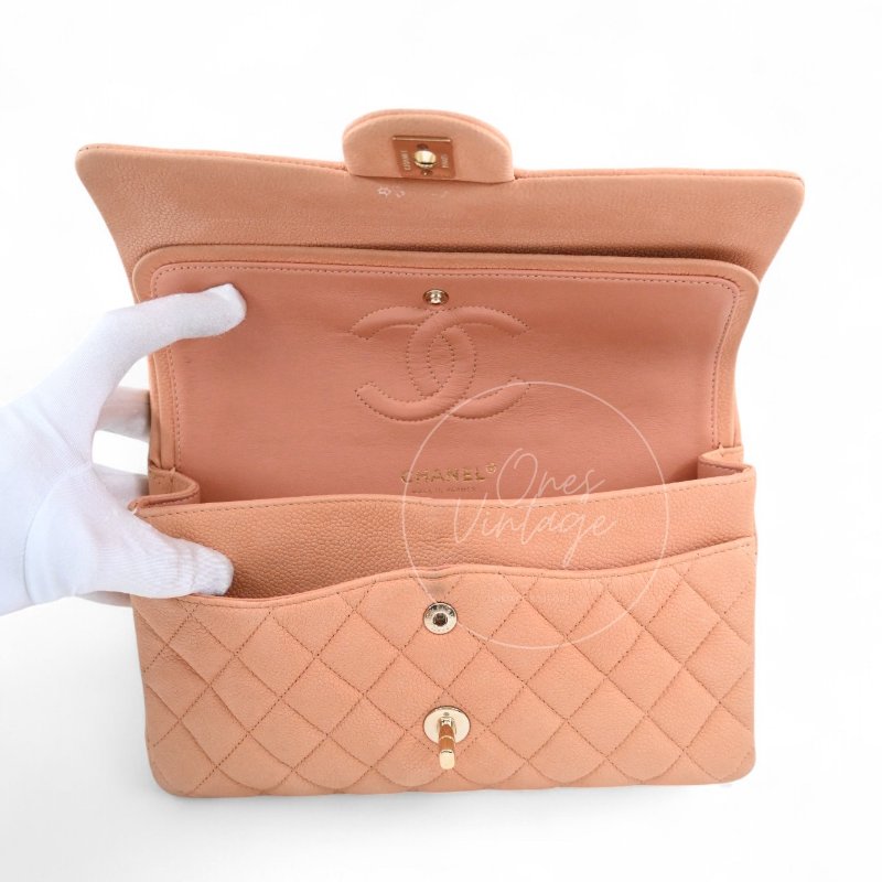 中古 香奈兒 Chanel CF25 中號Medium 經典Classic Flap Bag 翻蓋包 米色荔枝皮 Beige Caviar-24