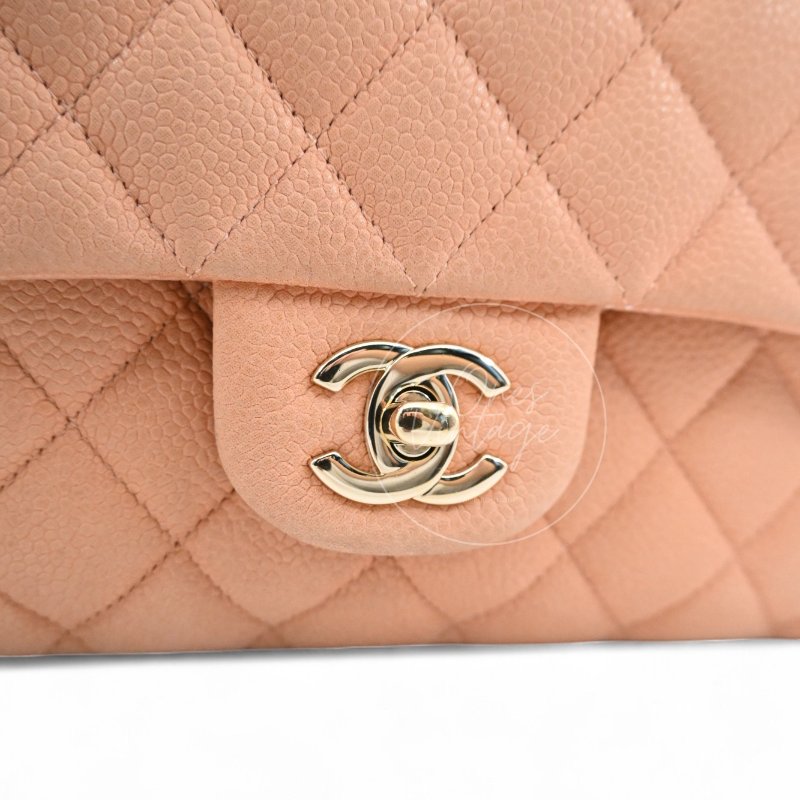 中古 香奈兒 Chanel CF25 中號Medium 經典Classic Flap Bag 翻蓋包 米色荔枝皮 Beige Caviar-28