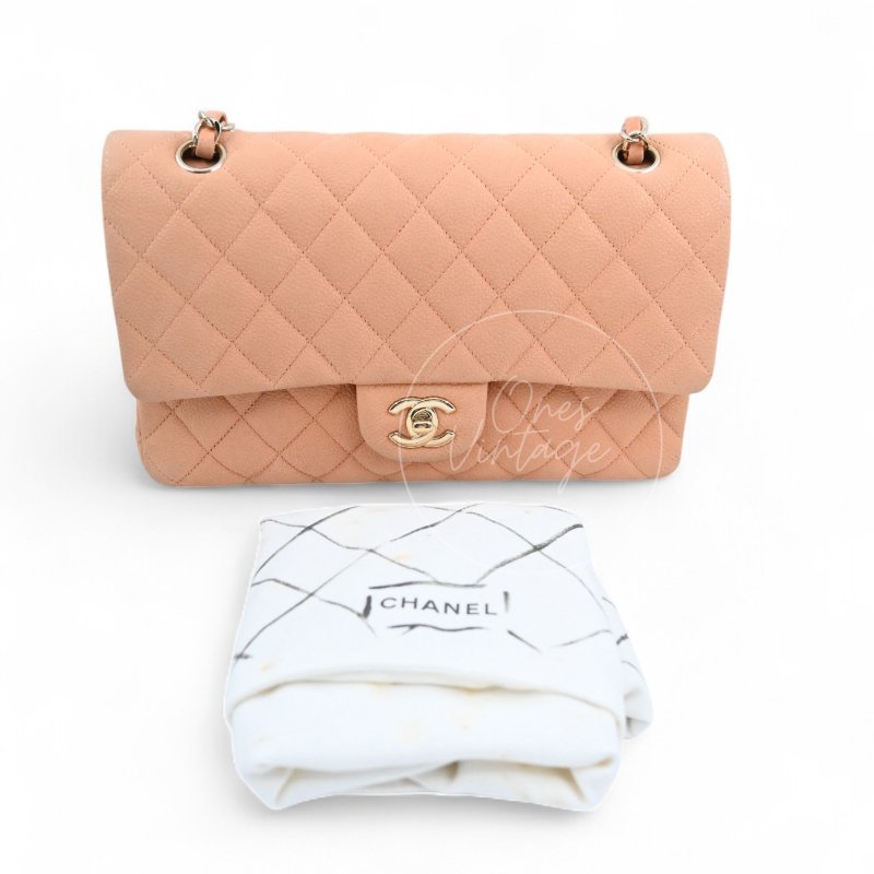 中古 香奈兒 Chanel CF25 中號Medium 經典Classic Flap Bag 翻蓋包 米色荔枝皮 Beige Caviar-33