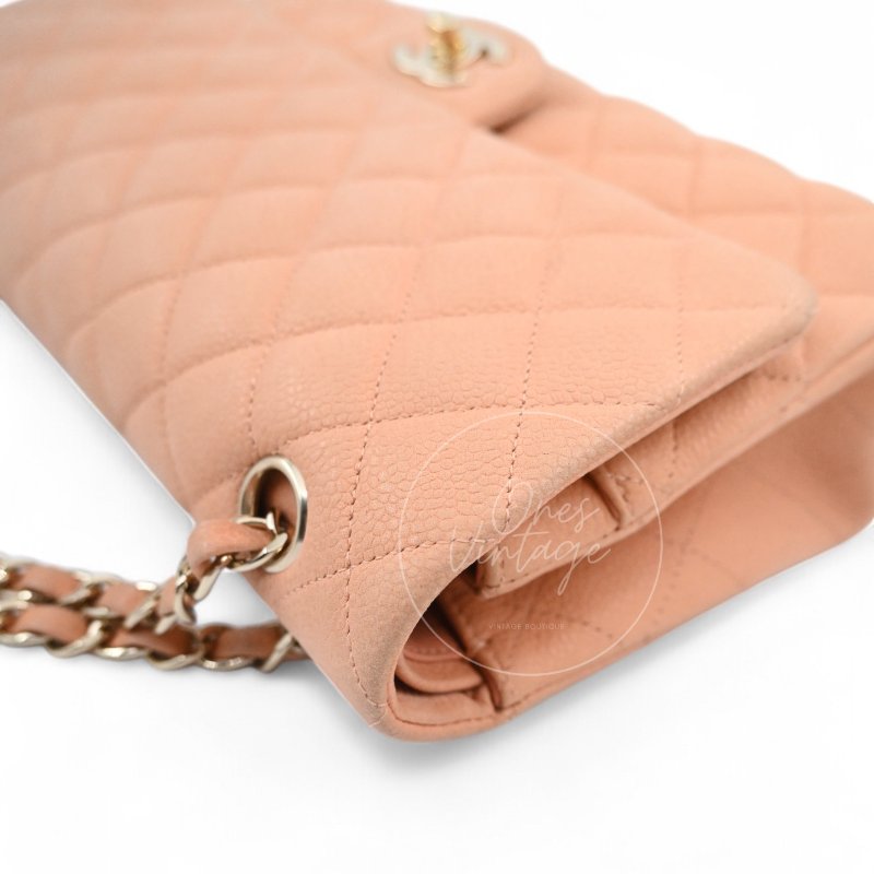 中古 香奈兒 Chanel CF25 中號Medium 經典Classic Flap Bag 翻蓋包 米色荔枝皮 Beige Caviar-34