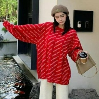 💎Han's house精品服飾💎 Balenciaga 巴黎世家 毛衣 寬版 紅 義大利製 內標拆掉可雙面穿 現貨M 原價48500
