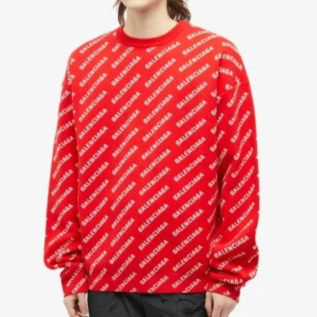 💎Han's house精品服飾💎 Balenciaga 巴黎世家 毛衣 寬版 紅 義大利製 內標拆掉可雙面穿 現貨M 原價48500-1