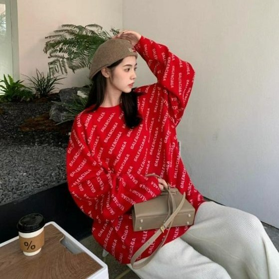 💎Han's house精品服飾💎 Balenciaga 巴黎世家 毛衣 寬版 紅 義大利製 內標拆掉可雙面穿 現貨M 原價48500-2