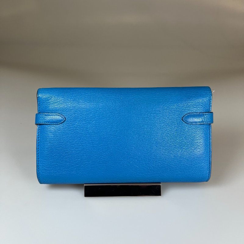 HERMES A刻 藍山羊皮kelly長夾-1