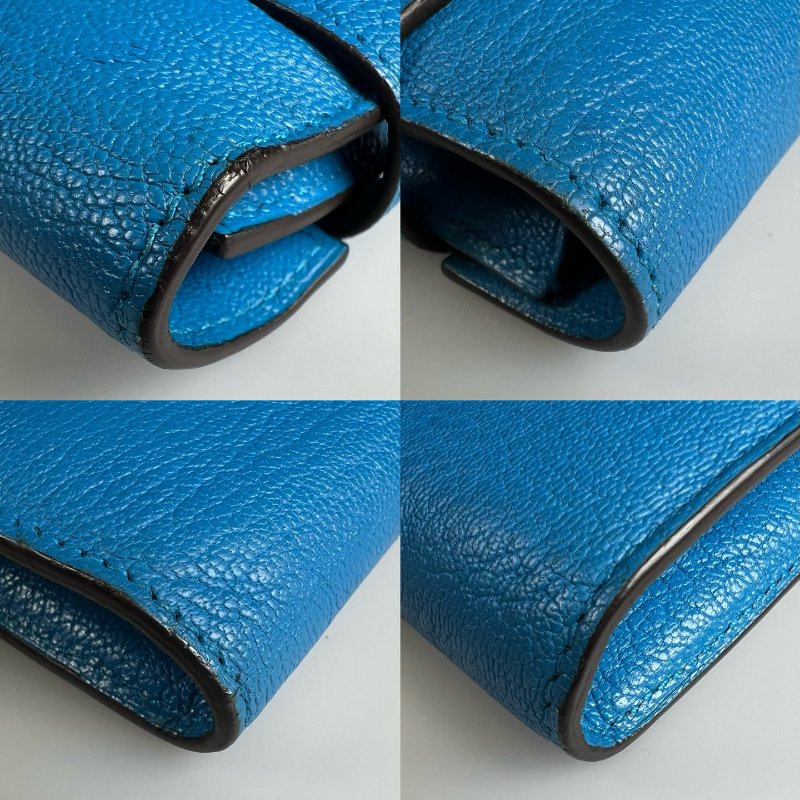 HERMES A刻 藍山羊皮kelly長夾-13
