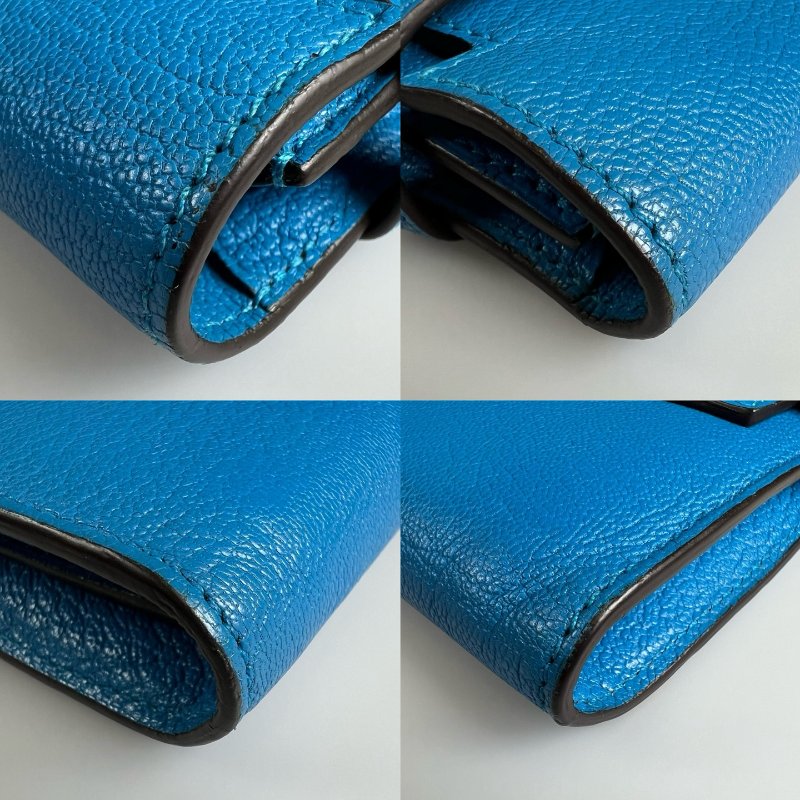 HERMES A刻 藍山羊皮kelly長夾-14