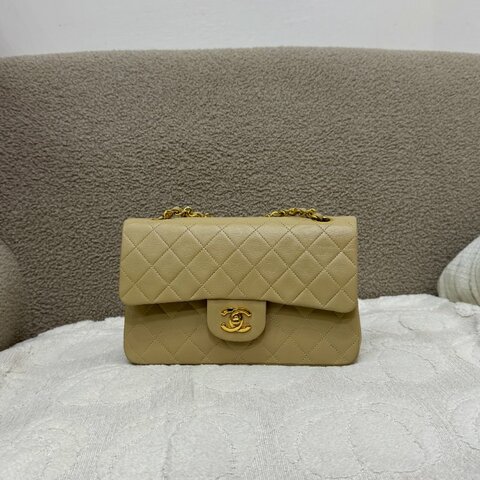 中古 香奈兒 Chanel CF23 小號Small  經典翻蓋包 米色小羊皮Beige Lambskin  Classic Flap Bag