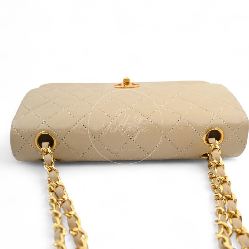 中古 香奈兒 Chanel CF23 小號Small 經典翻蓋包 米色小羊皮Beige Lambskin Classic Flap Bag-5