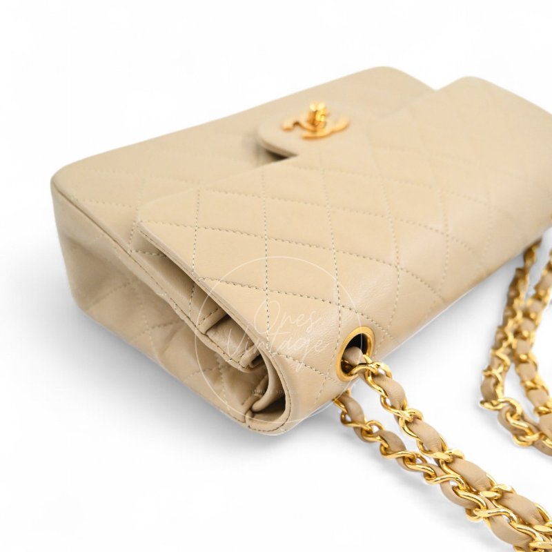中古 香奈兒 Chanel CF23 小號Small 經典翻蓋包 米色小羊皮Beige Lambskin Classic Flap Bag-12