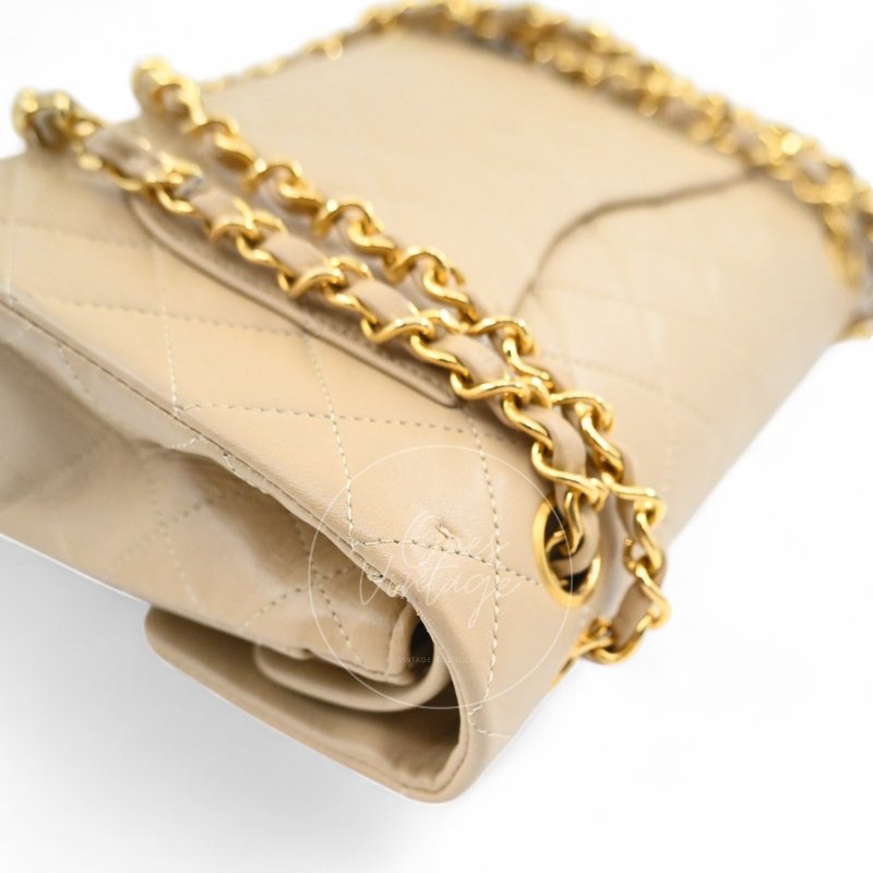 中古 香奈兒 Chanel CF23 小號Small 經典翻蓋包 米色小羊皮Beige Lambskin Classic Flap Bag-15