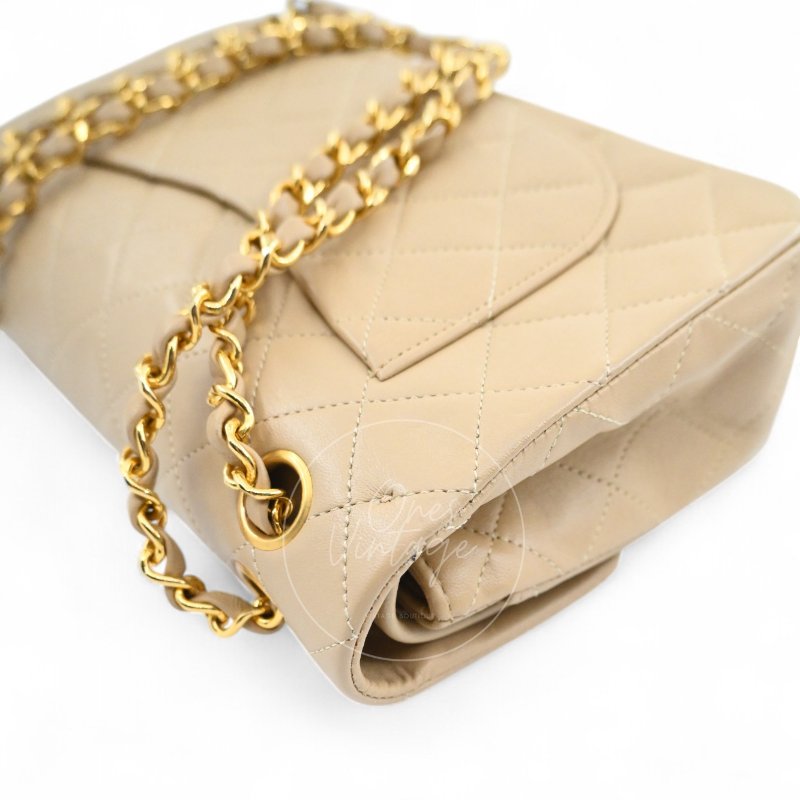 中古 香奈兒 Chanel CF23 小號Small 經典翻蓋包 米色小羊皮Beige Lambskin Classic Flap Bag-18