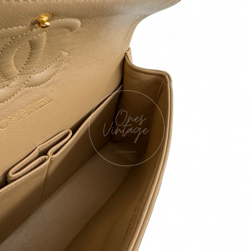 中古 香奈兒 Chanel CF23 小號Small 經典翻蓋包 米色小羊皮Beige Lambskin Classic Flap Bag-20