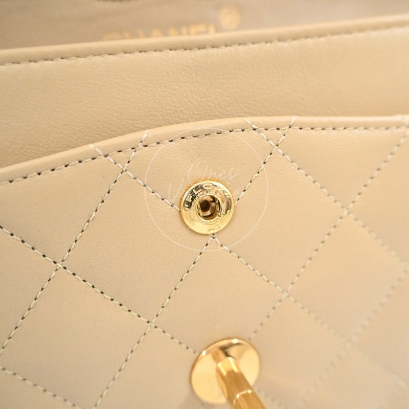 中古 香奈兒 Chanel CF23 小號Small 經典翻蓋包 米色小羊皮Beige Lambskin Classic Flap Bag-24