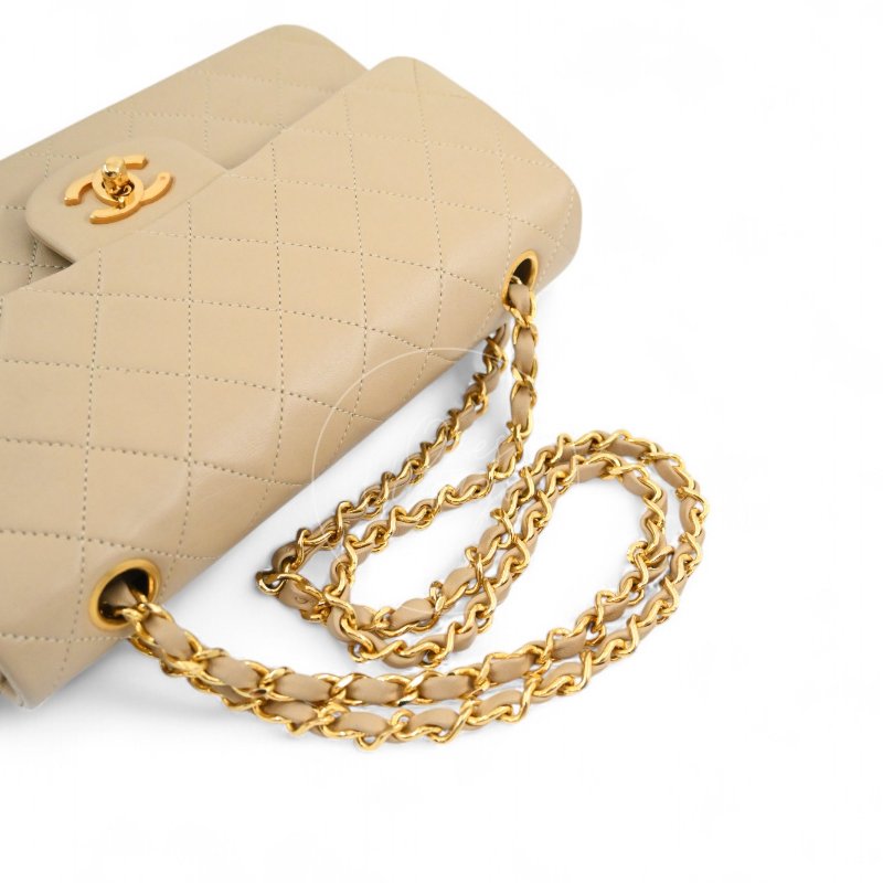 中古 香奈兒 Chanel CF23 小號Small 經典翻蓋包 米色小羊皮Beige Lambskin Classic Flap Bag-25