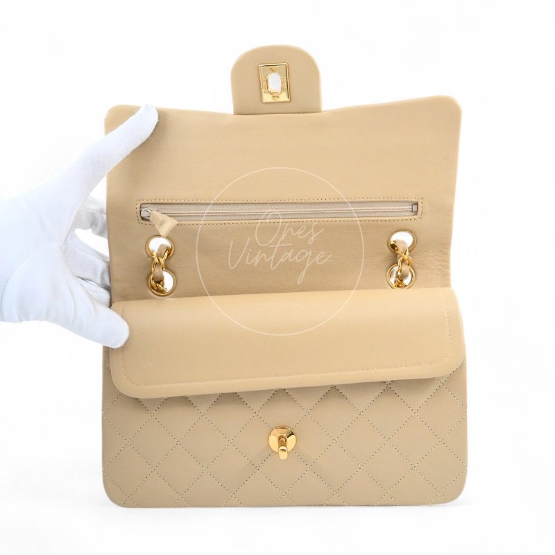 中古 香奈兒 Chanel CF23 小號Small 經典翻蓋包 米色小羊皮Beige Lambskin Classic Flap Bag-27