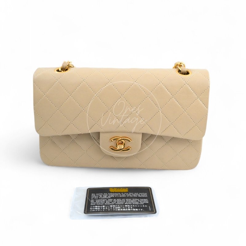 中古 香奈兒 Chanel CF23 小號Small 經典翻蓋包 米色小羊皮Beige Lambskin Classic Flap Bag-30