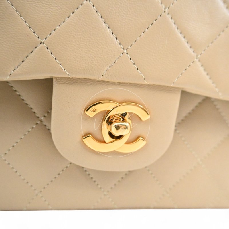 中古 香奈兒 Chanel CF23 小號Small 經典翻蓋包 米色小羊皮Beige Lambskin Classic Flap Bag-32