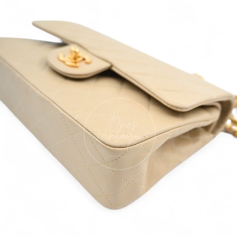 中古 香奈兒 Chanel CF23 小號Small 經典翻蓋包 米色小羊皮Beige Lambskin Classic Flap Bag-36