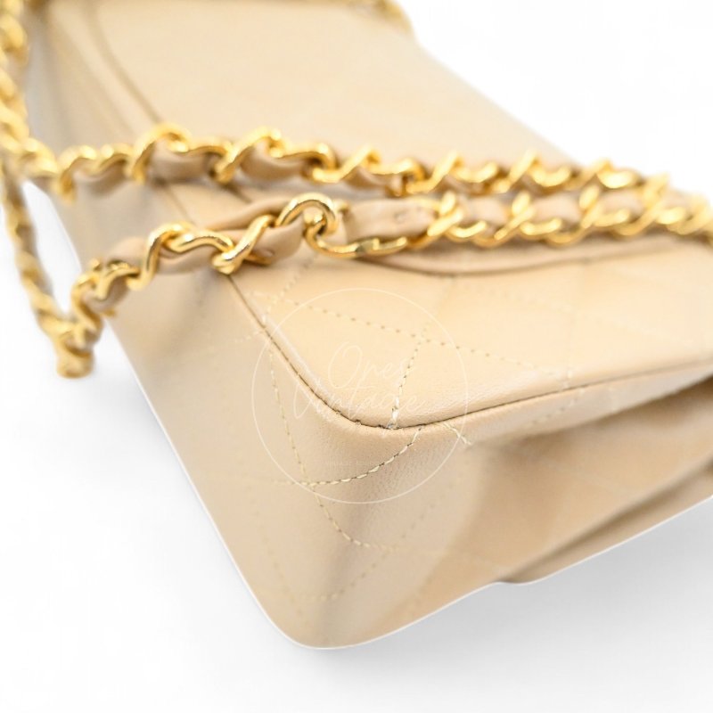 中古 香奈兒 Chanel CF23 小號Small 經典翻蓋包 米色小羊皮Beige Lambskin Classic Flap Bag-39