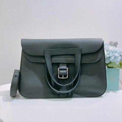 TW4858 Hermes 愛馬仕 手提單肩 斜背包 黑銀 Halzan 31 TC Noir x PHW
