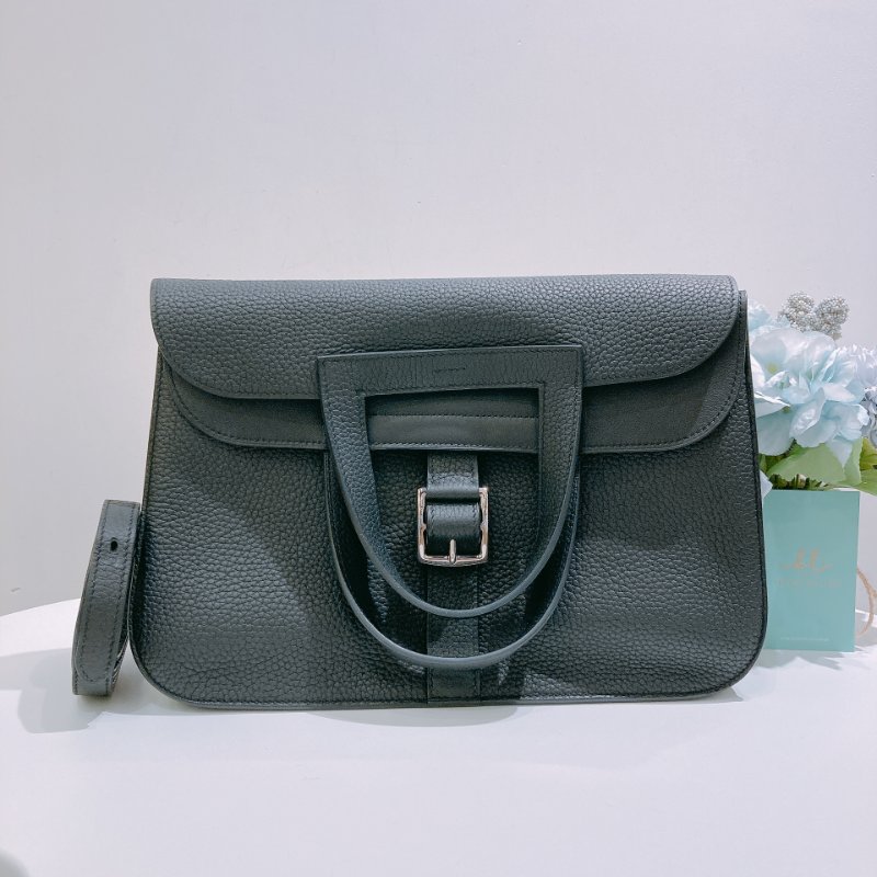 TW4858 Hermes 愛馬仕 手提單肩 斜背包 黑銀 Halzan 31 TC Noir x PHW-0