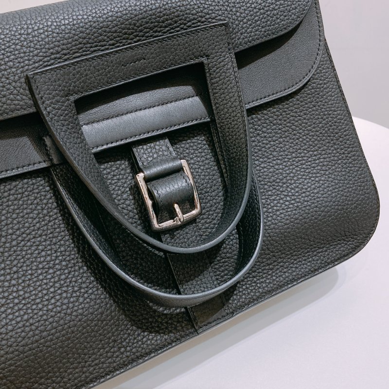 TW4858 Hermes 愛馬仕 手提單肩 斜背包 黑銀 Halzan 31 TC Noir x PHW-9