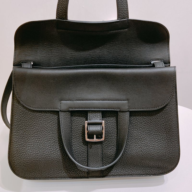 TW4858 Hermes 愛馬仕 手提單肩 斜背包 黑銀 Halzan 31 TC Noir x PHW-10