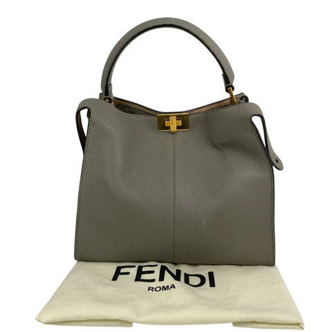 △ FENDI 芬迪 Gray Calfskin Peekaboo Handbag 灰色小牛皮手挽袋 8BN310-267008624