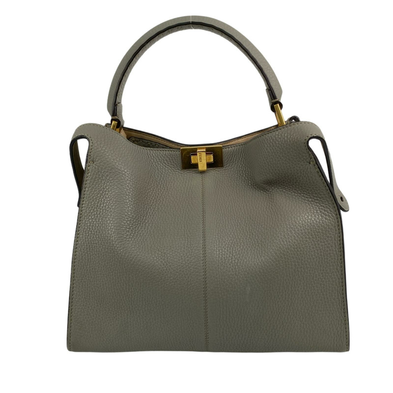 △ FENDI 芬迪 Gray Calfskin Peekaboo Handbag 灰色小牛皮手挽袋 8BN310-267008624-1
