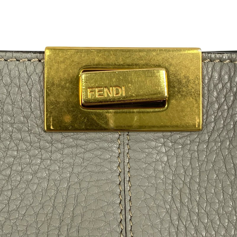 △ FENDI 芬迪 Gray Calfskin Peekaboo Handbag 灰色小牛皮手挽袋 8BN310-267008624-13