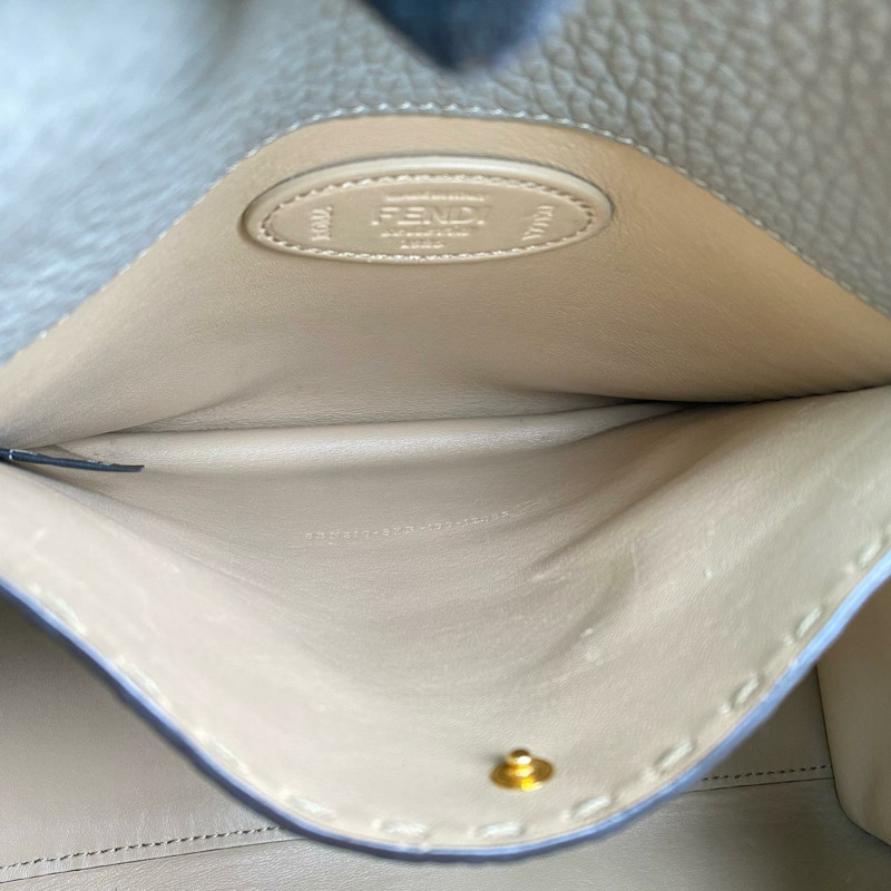 △ FENDI 芬迪 Gray Calfskin Peekaboo Handbag 灰色小牛皮手挽袋 8BN310-267008624-14
