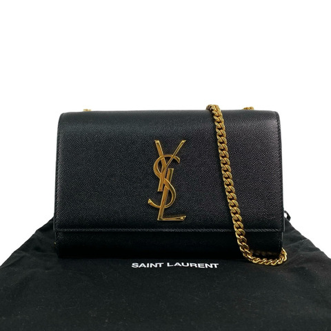 △ SAINT LAURENT 聖羅蘭 Black Caviar Skin Kate Crossbody Bag 黑色粒紋小牛皮斜揹袋 GLT469390-267009428