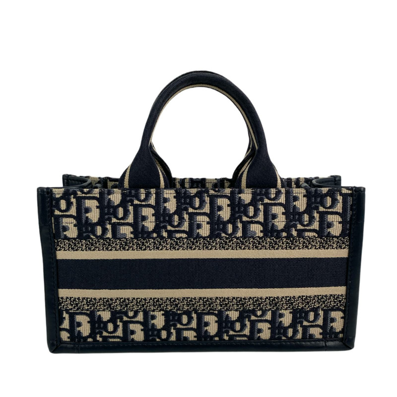 △ Christian Dior 迪奥 Navy And Beige Canvas Book Tote 2 way bag 深藍色和淺褐色帆布兩用袋-267009525-2