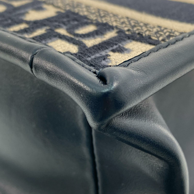 △ Christian Dior 迪奥 Navy And Beige Canvas Book Tote 2 way bag 深藍色和淺褐色帆布兩用袋-267009525-9