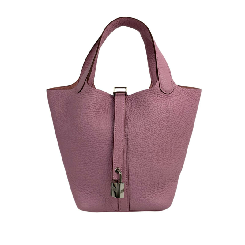 △ HERMES 愛馬仕 Pink Clemence Calfskin Palladium Plated Metal Picotin 18 Stamp Z Handbag 粉紅色粒紋小牛皮鍍鈀金屬Z刻手挽袋-267009360-1