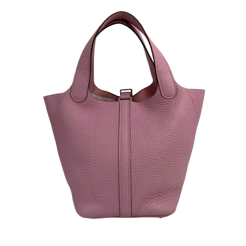 △ HERMES 愛馬仕 Pink Clemence Calfskin Palladium Plated Metal Picotin 18 Stamp Z Handbag 粉紅色粒紋小牛皮鍍鈀金屬Z刻手挽袋-267009360-2