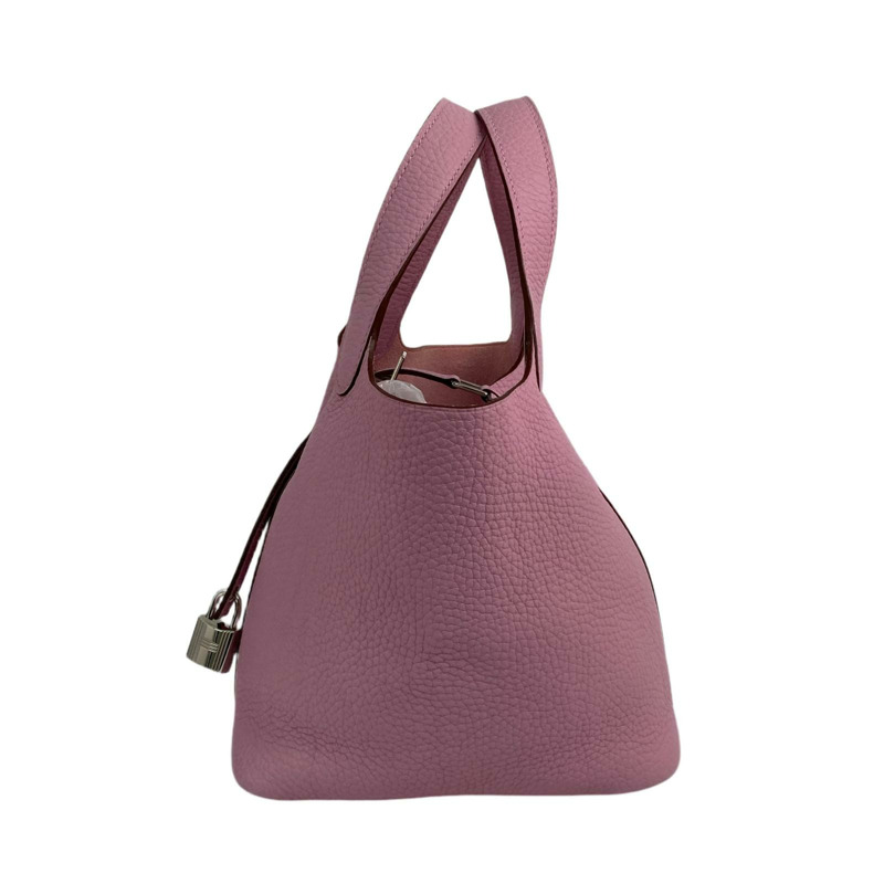 △ HERMES 愛馬仕 Pink Clemence Calfskin Palladium Plated Metal Picotin 18 Stamp Z Handbag 粉紅色粒紋小牛皮鍍鈀金屬Z刻手挽袋-267009360-3