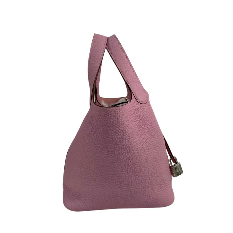 △ HERMES 愛馬仕 Pink Clemence Calfskin Palladium Plated Metal Picotin 18 Stamp Z Handbag 粉紅色粒紋小牛皮鍍鈀金屬Z刻手挽袋-267009360-4