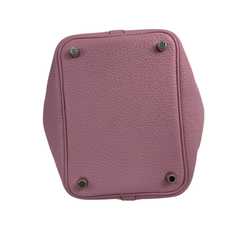 △ HERMES 愛馬仕 Pink Clemence Calfskin Palladium Plated Metal Picotin 18 Stamp Z Handbag 粉紅色粒紋小牛皮鍍鈀金屬Z刻手挽袋-267009360-5